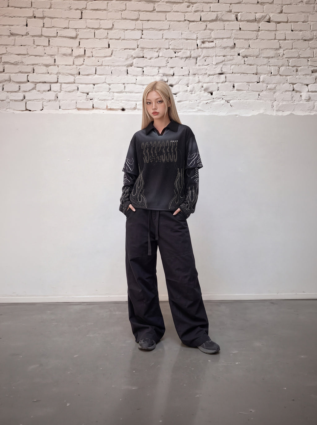 PARADISE LONG SLEEVES BLACK – WAFFLE SERIES