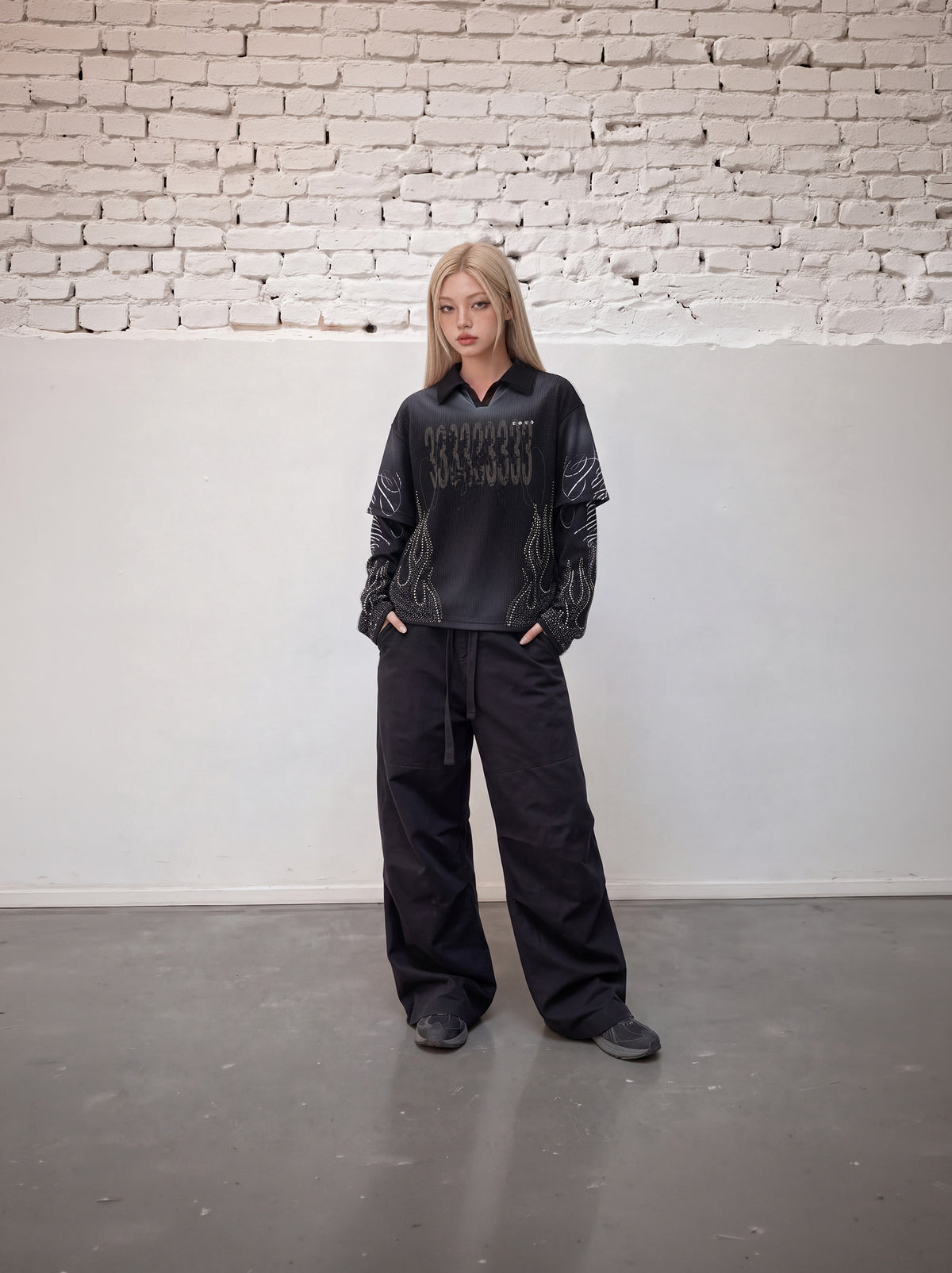 PARADISE LONG SLEEVES BLACK – WAFFLE SERIES