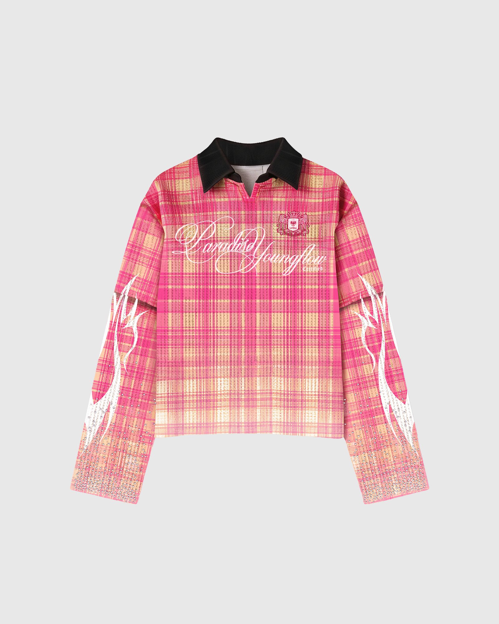 PARADISE LONG SLEEVES PINK – WAFFLE SERIES: imagen 1